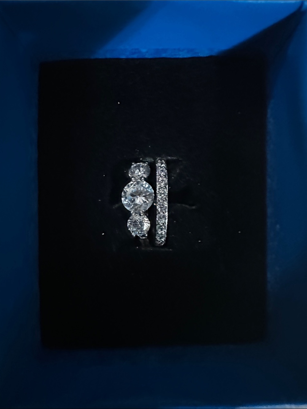 Silver-Tone White Diamonique Bridal Ring Set